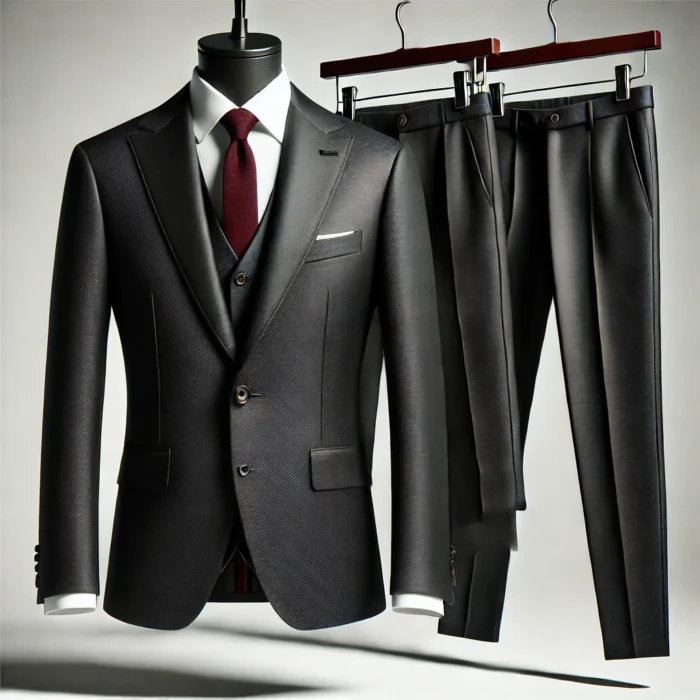 Black color three piece suit