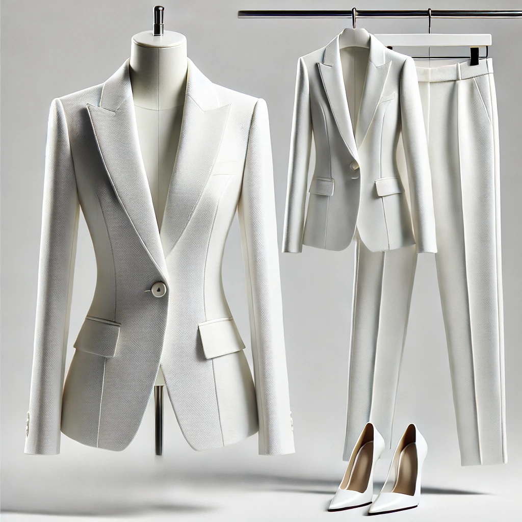 womens bridal white suit